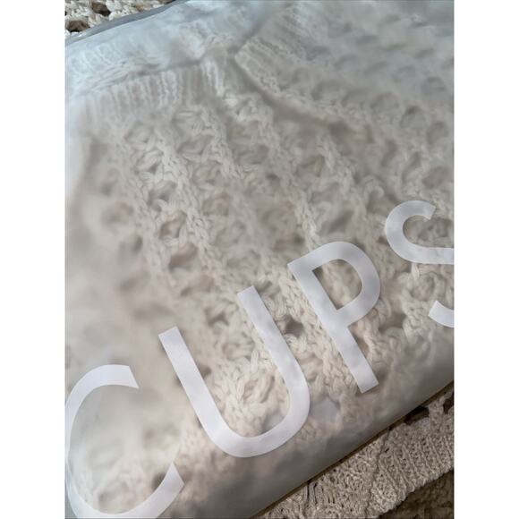 Women’s Crochet Knit Tie Front Sheer Cardigan Long Sleeve Crop Top Cover Up L - Picture 7 of 7